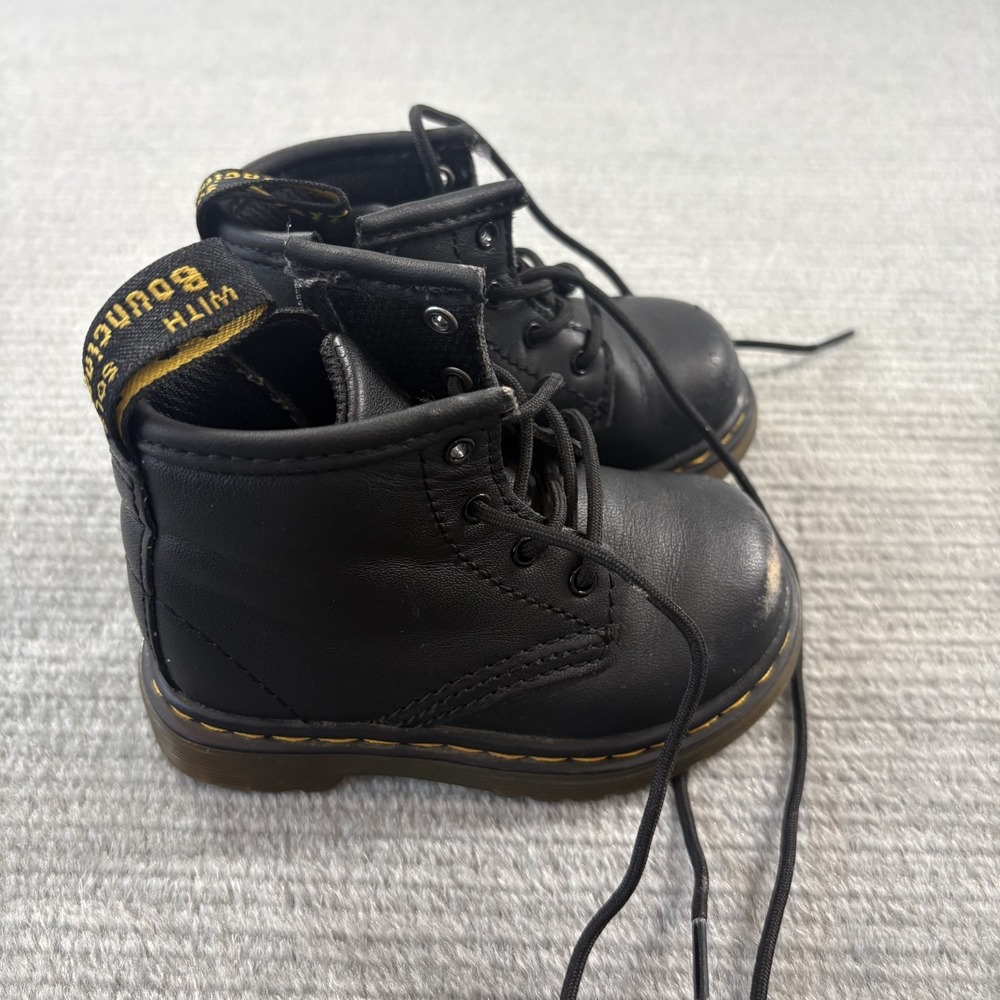 Dr. Martens Black Leather Boots Toddler Size US 5 Side Zip 14601